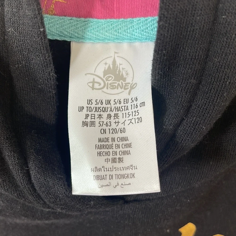 Girls Disneyland black crop hoodie. Small 5/6 - Picture 3 of 4